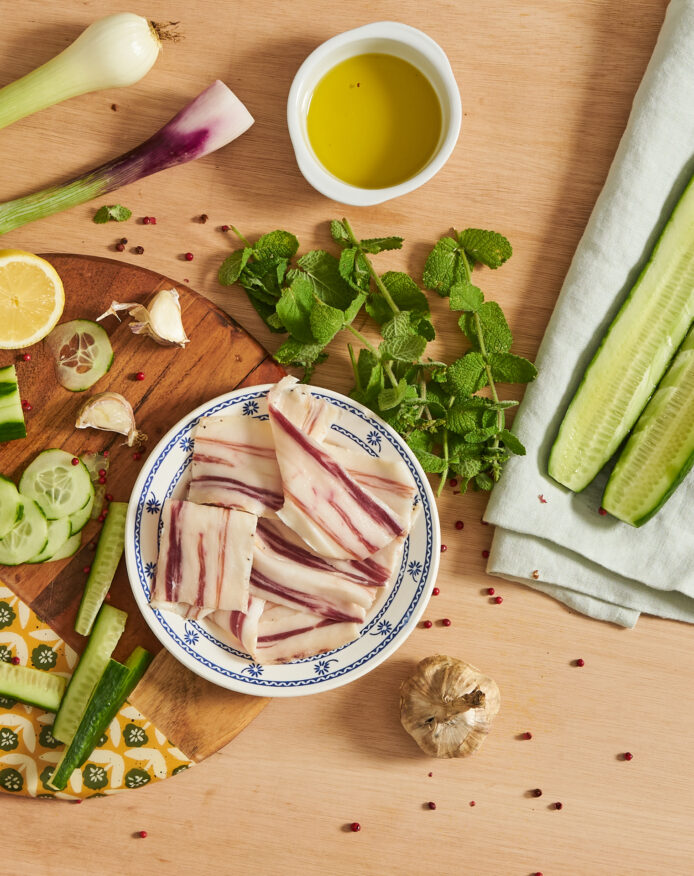 Gaspacho concombres menthe - ventrèche de porc noir de Bigorre AOP Recettes Préparation