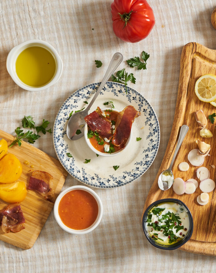 Gaspacho Tomates et lomo de porc noir de Bigorre AOP Herbae Recettes