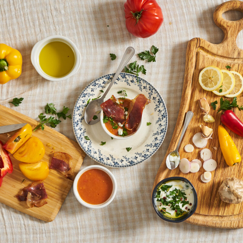 Gaspacho Tomates et lomo de porc noir de Bigorre AOP Herbae Recettes